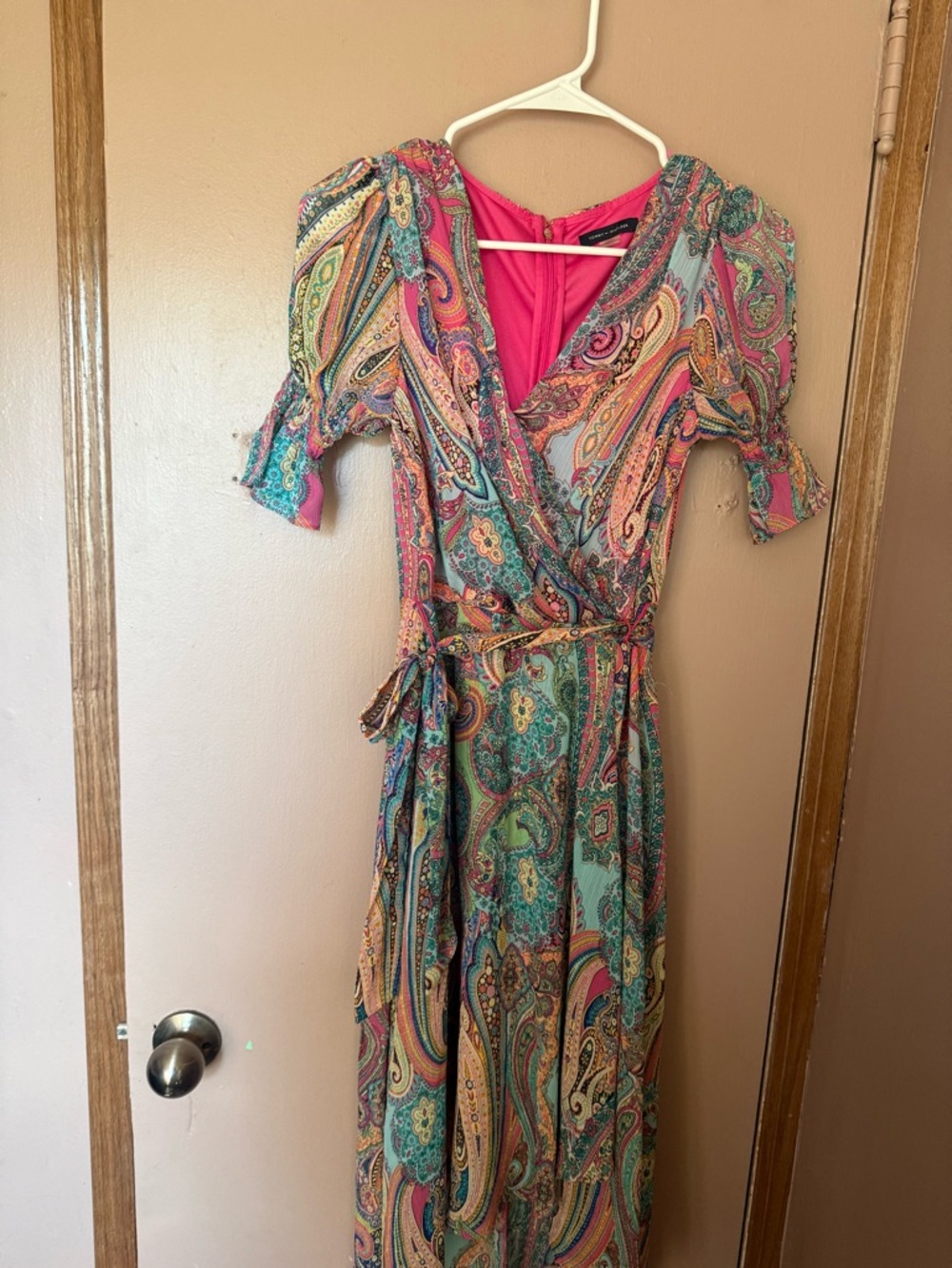 Tommy Hilfiger Multicolor Paisley Wrap Maxi Dress - Pink Accent